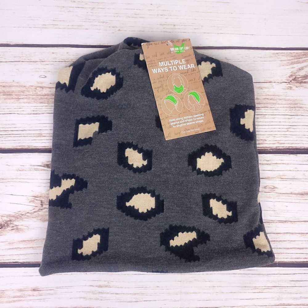 Dream Out Loud by Selena Gomez Gray Cheetah Print Beanie Headband Scarf